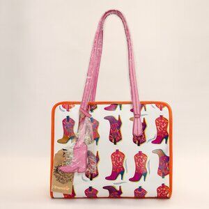 Pink and Orange Cowboy Boot Tote